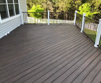Spiced rum deck with aluminum railings