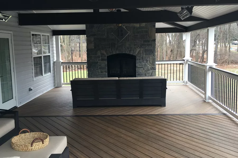 Custom Roofed deck with Fireplace in Millstone nj