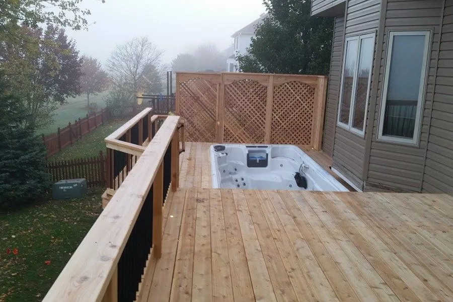 cedar deck around hot tub