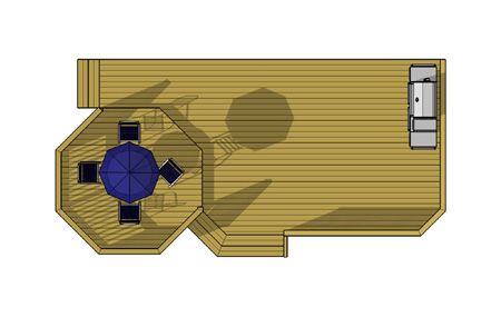 Bi-Level Deck Plan with 12 x 12 Octagon & Angled Stairs | Decks.com by Trex