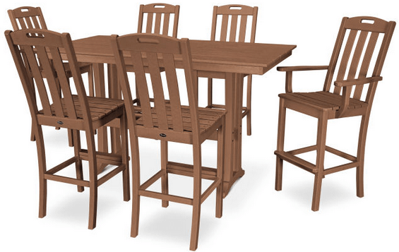 Yacht Club 7-Piece Farmhouse Trestle Bar Set