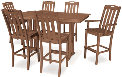 Yacht Club 7-Piece Farmhouse Trestle Bar Set