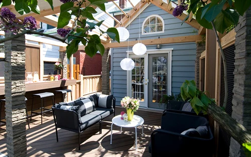 Cozy Deck Bar With Furniture For Guests