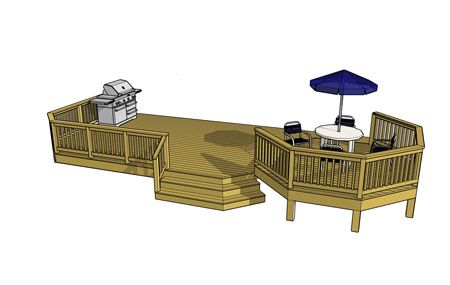 Bi-Level Deck Plan with 12 x 12 Octagon & Angled Stairs | Decks.com