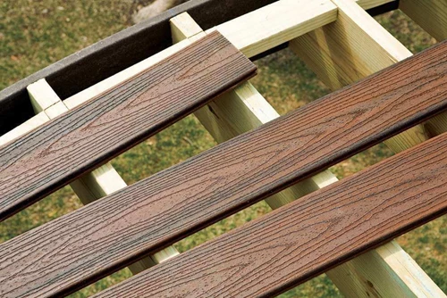 Trex Decking Transcend Spiced Rum Install Cut Boards