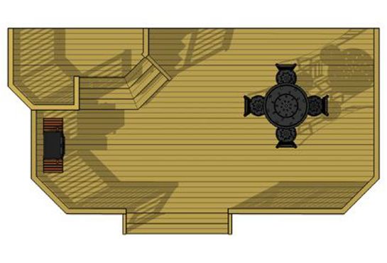 Medium Elevation Bi-Level Deck Plan with Angled Staircase | Decks.com