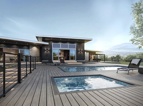 Resort Style Deck With Pool And Hot Tub