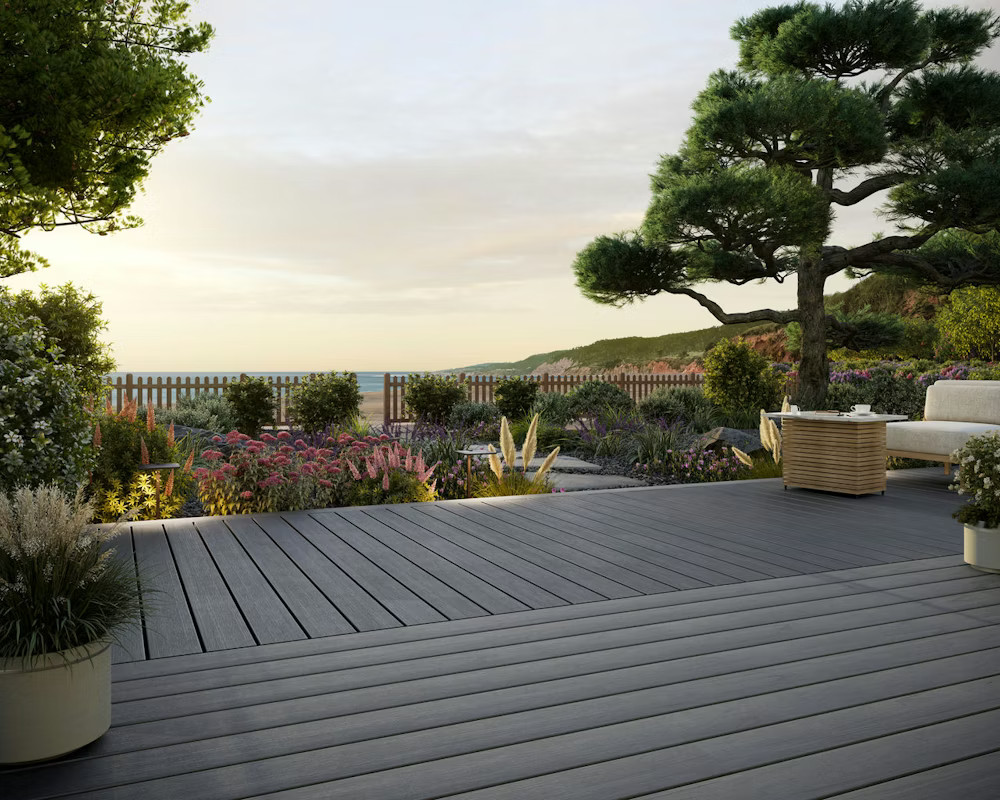 Ground Level Deck With Water Front View