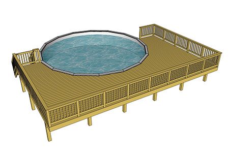 Above Ground Pool Deck Plan Half, Round Above Ground Pool Deck Plans Free