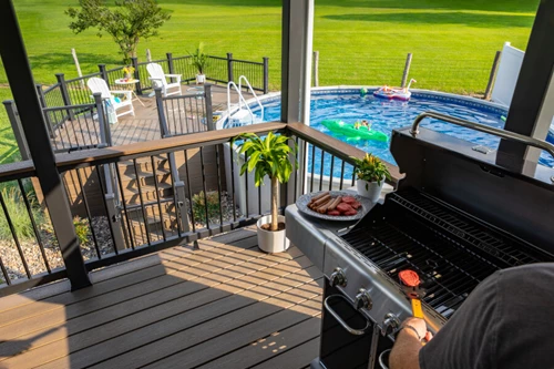 Covered Pool Deck with a BBQ