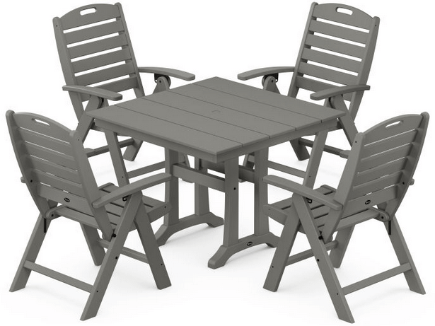 Yacht Club Highback 5-Piece Farmhouse Trestle Dining Set