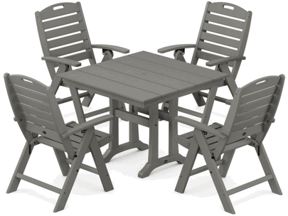 Yacht Club Highback 5-Piece Farmhouse Trestle Dining Set