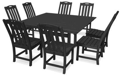 Yacht Club 9-Piece Farmhouse Trestle Side Chair Dining Set