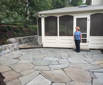 Porch with kneewall & flagstone