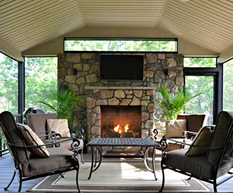 Custom Deck with Fireplace Wall