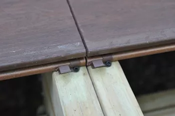Grooved decking with hidden fasteners.