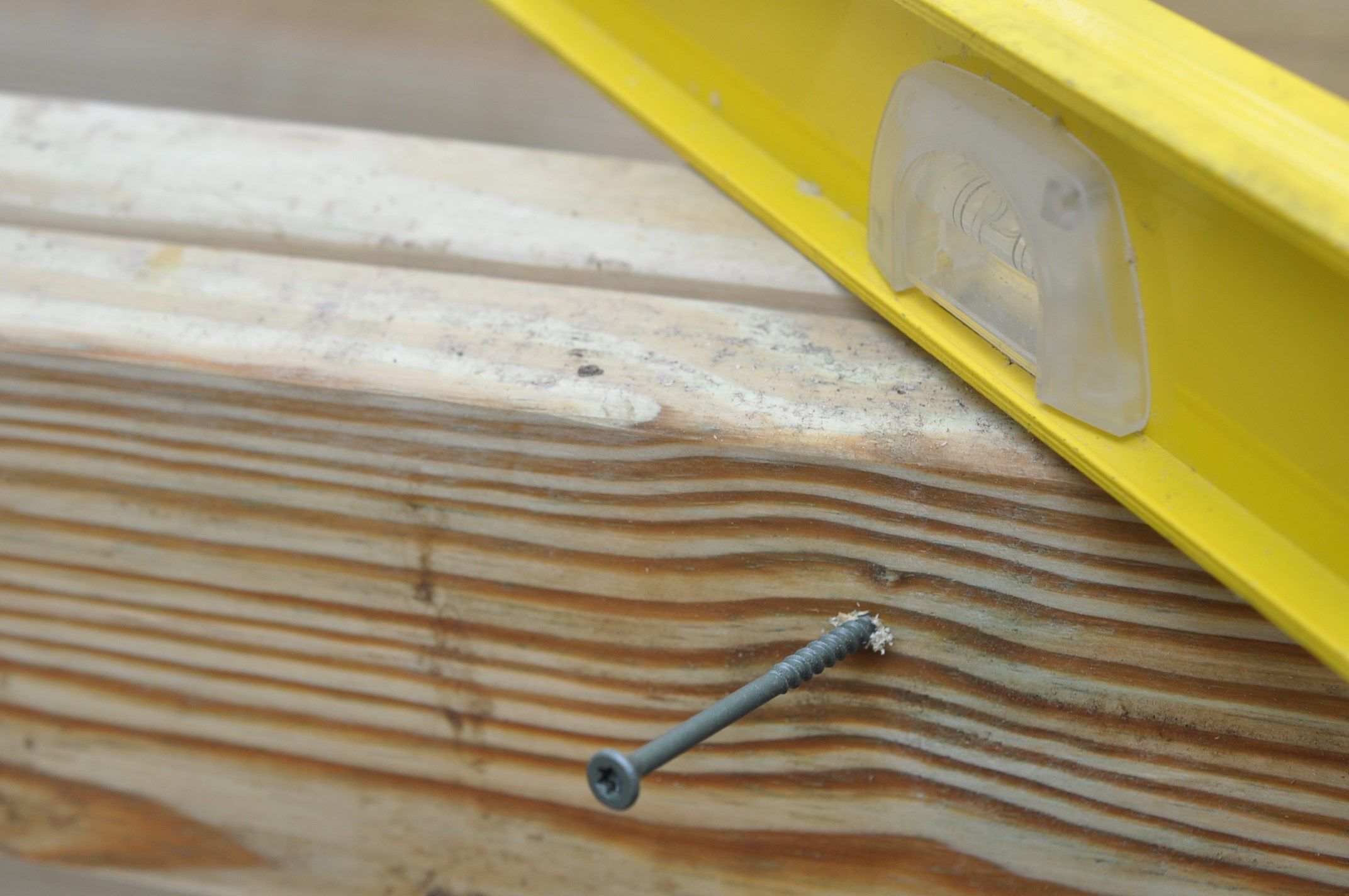 Leveling the double joists.