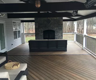Custom Roofed deck with Fireplace in Millstone nj