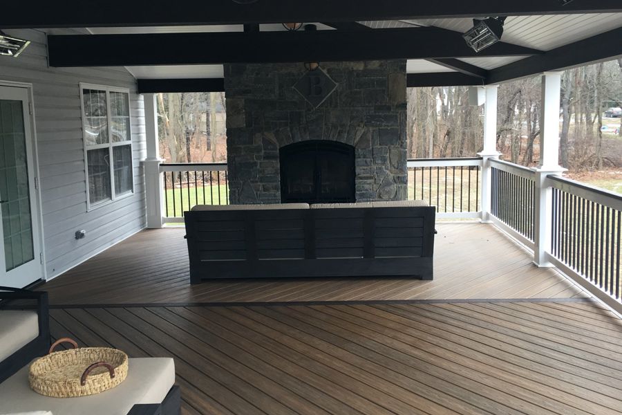 Gallery | Custom Roofed deck with Fireplace in Millstone nj - Picture ...