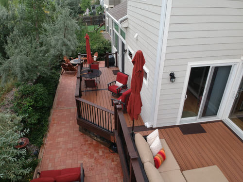 Two toned deck with brown and red decking