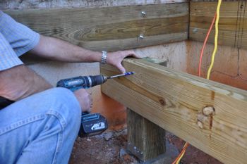 Drill thru the beam and post