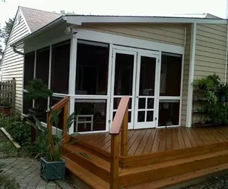 One slope roofed screen porch
