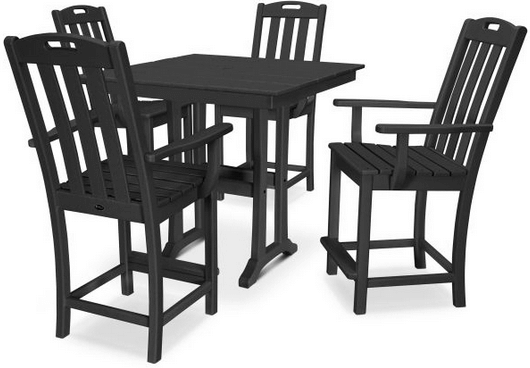 Yacht Club 5-Piece Farmhouse Trestle Arm Chair Counter Set