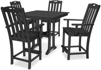Yacht Club 5-Piece Farmhouse Trestle Arm Chair Counter Set