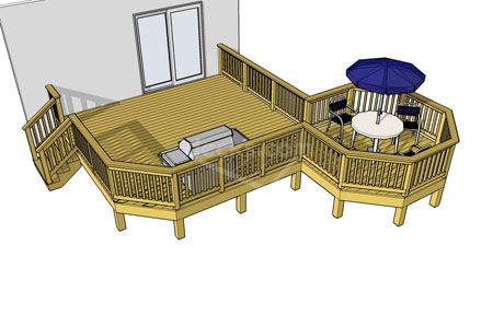 Low Elevation Basic Deck Plan With Octagon Addition Decks Com Low Elevation Basic Deck Plan With Octagon Addition Decks Com