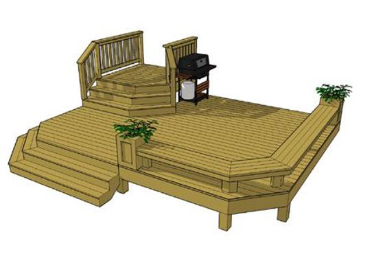 Bi-Level Deck Plan with Built in Bench | Decks.com