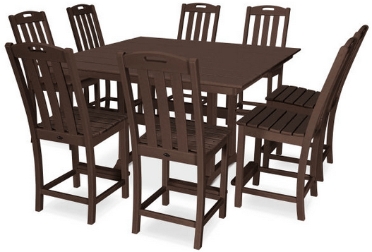Yacht Club 9-Piece Farmhouse Trestle Side Chair Counter Set