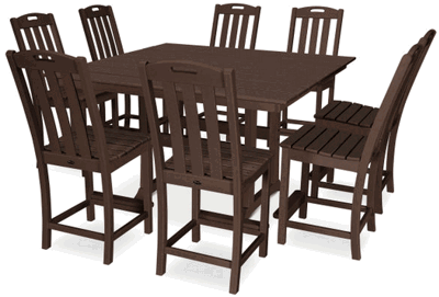 Yacht Club 9-Piece Farmhouse Trestle Side Chair Counter Set