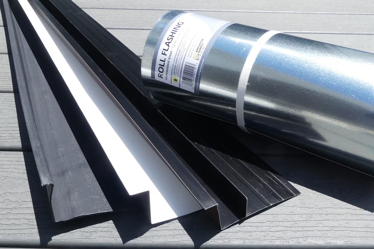 What are 3 types of common Deck Flashing?