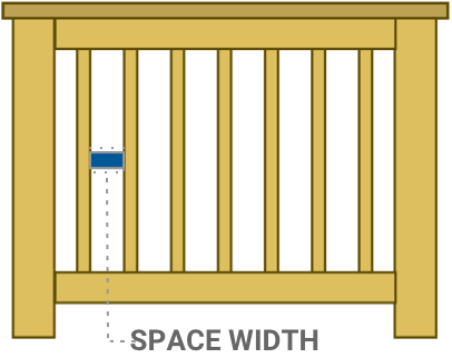 Diagram showing spacing between balusters